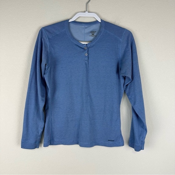 Patagonia Blue Long Sleeve Capilene Henley Size Large - Picture 1 of 5